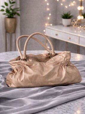 Salvatore Ferragamo Metallic Beige Shoulder Bag